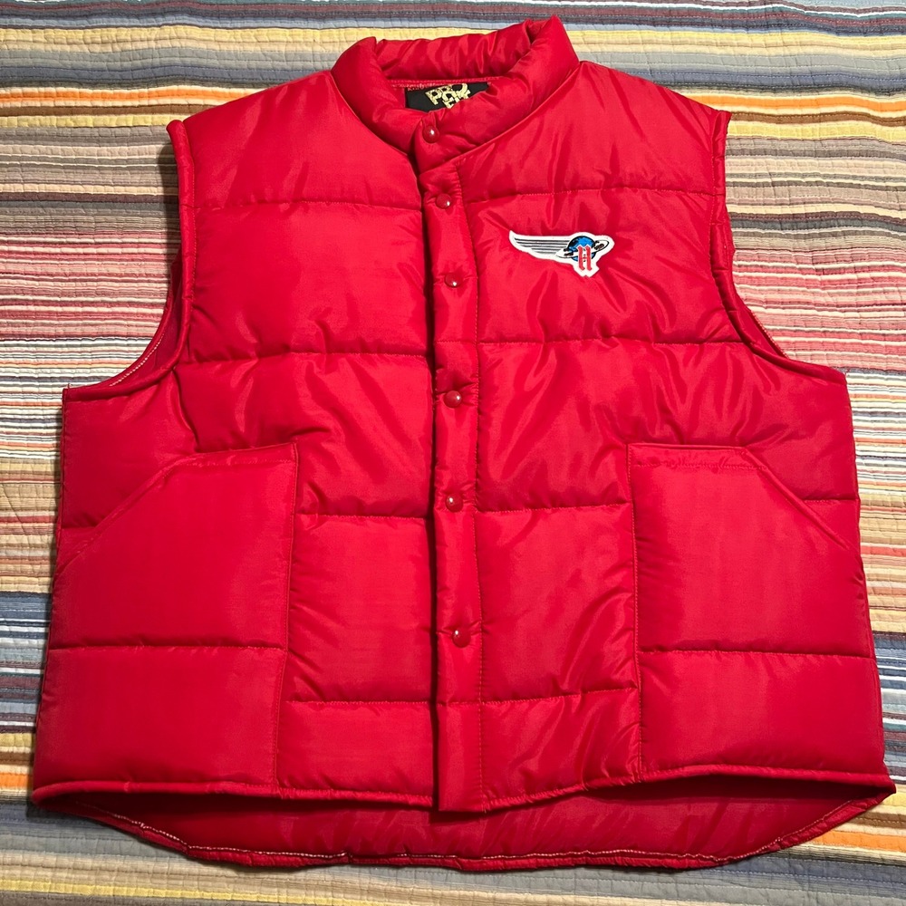 King Louie Pro Fit Vintage Red Puffer Vest Mens XXL Embroidered Logo Made in USA